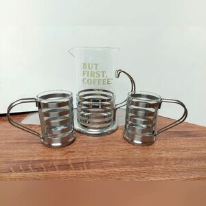 Glass Beaker Hot/Cold Pitcher with 2 Glass cups